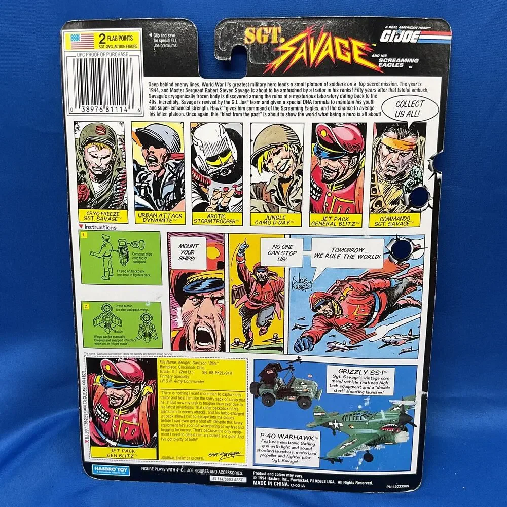 GI JOE 1994 Jet Pack General Blitz New Vintage Moc